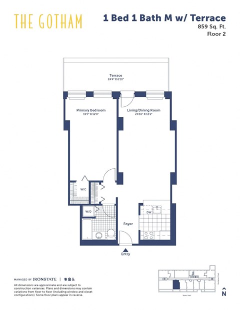 the gotham 1 bed 1 bath floor plan